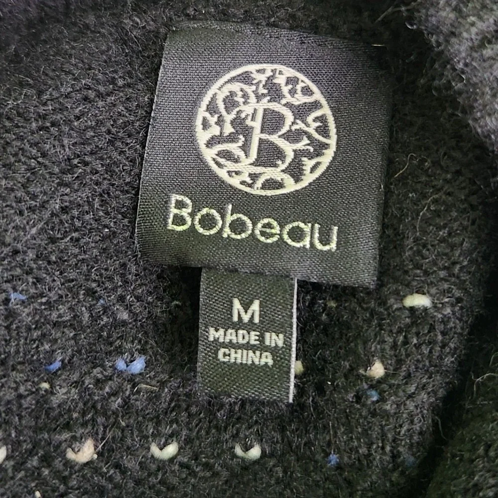 Bobeau Womens Black Striped V-Stitch Knit Sweater Blue White‎ MM5M75 Size M